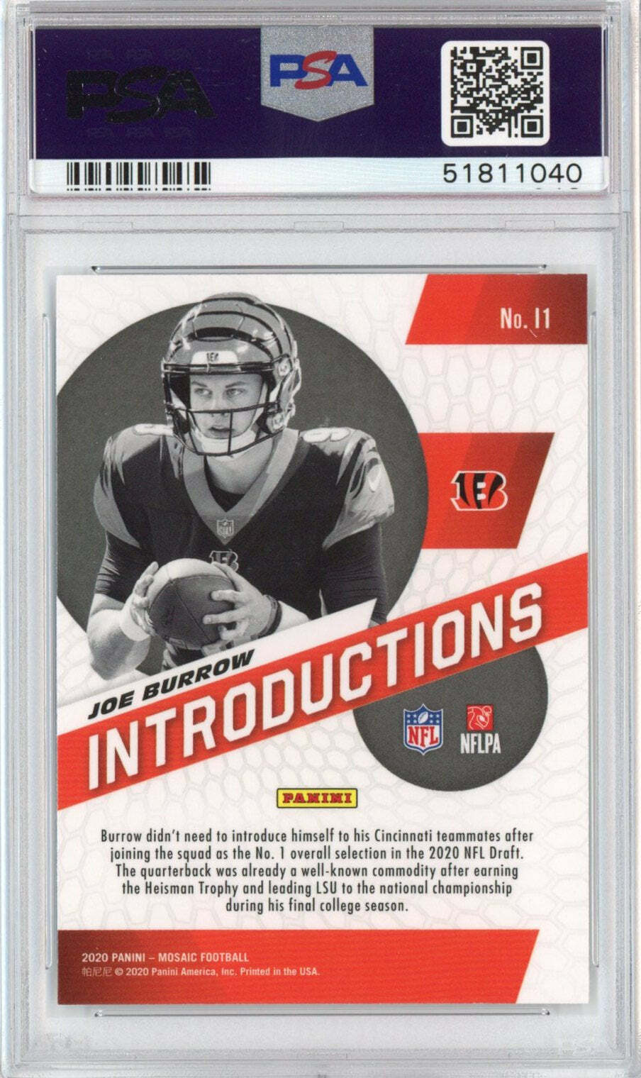 2020 Mosaic Joe Burrow psa 10 selling