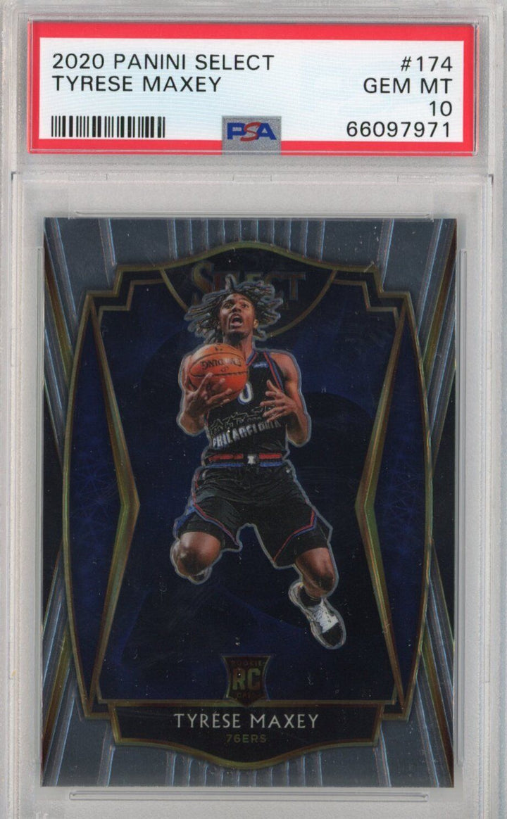 Graded 2020-21 Panini Select Tyrese Maxey #174 Premier Level Rookie Card PSA 10 Image 1