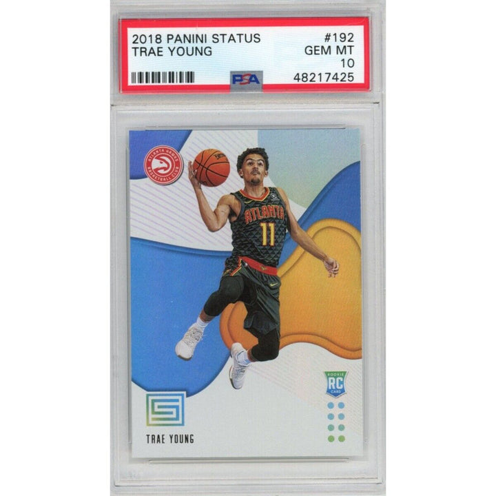 Graded 2018-19 Panini Status TRAE YOUNG #192 Rookie Basketball Card PSA 10 Mint Image 1