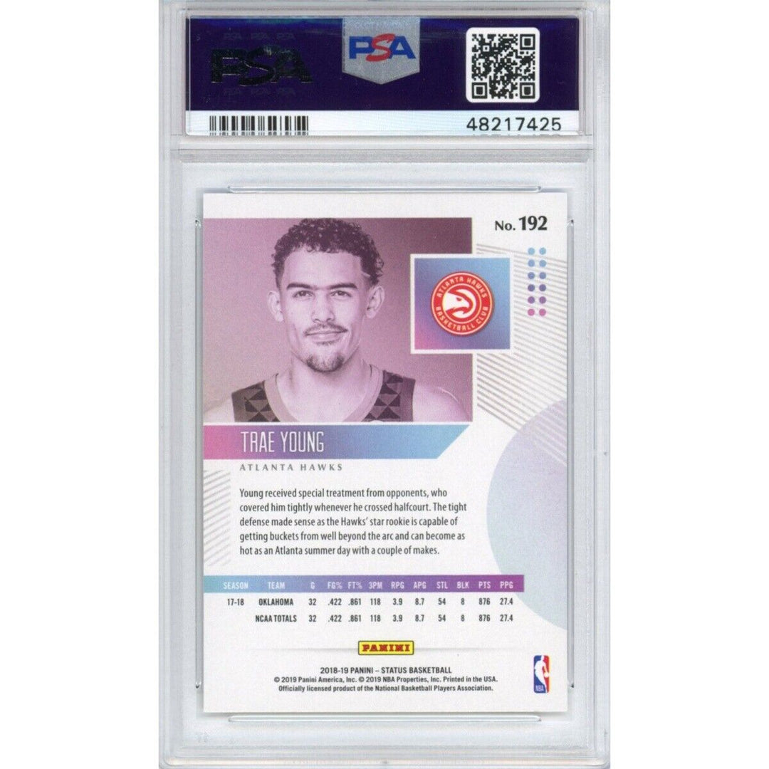 Graded 2018-19 Panini Status TRAE YOUNG #192 Rookie Basketball Card PSA 10 Mint Image 2