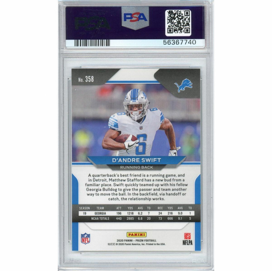 Graded 2020 Panini Prizm D'ANDRE SWIFT #358 Rookie RC Football Card PSA 10 Mint Image 10