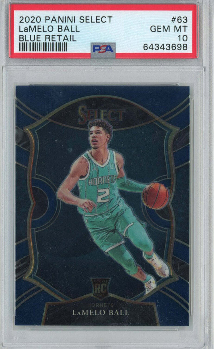 Graded 2020-21 Panini Select LaMelo Ball #63 Blue Retail Rookie RC Card PSA 10 Image 6
