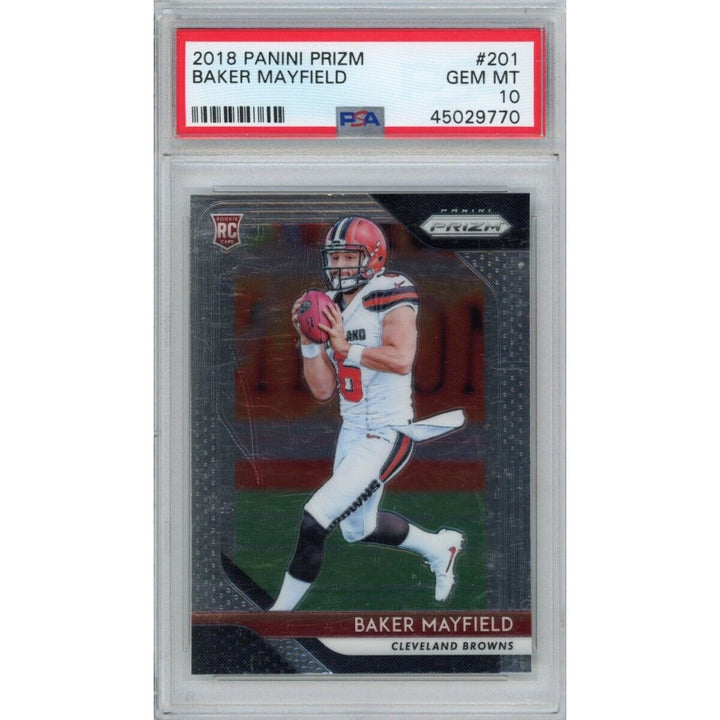 Graded 2018 Panini Prizm BAKER MAYFIELD #201 Rookie RC Football Card PSA 10 Image 4