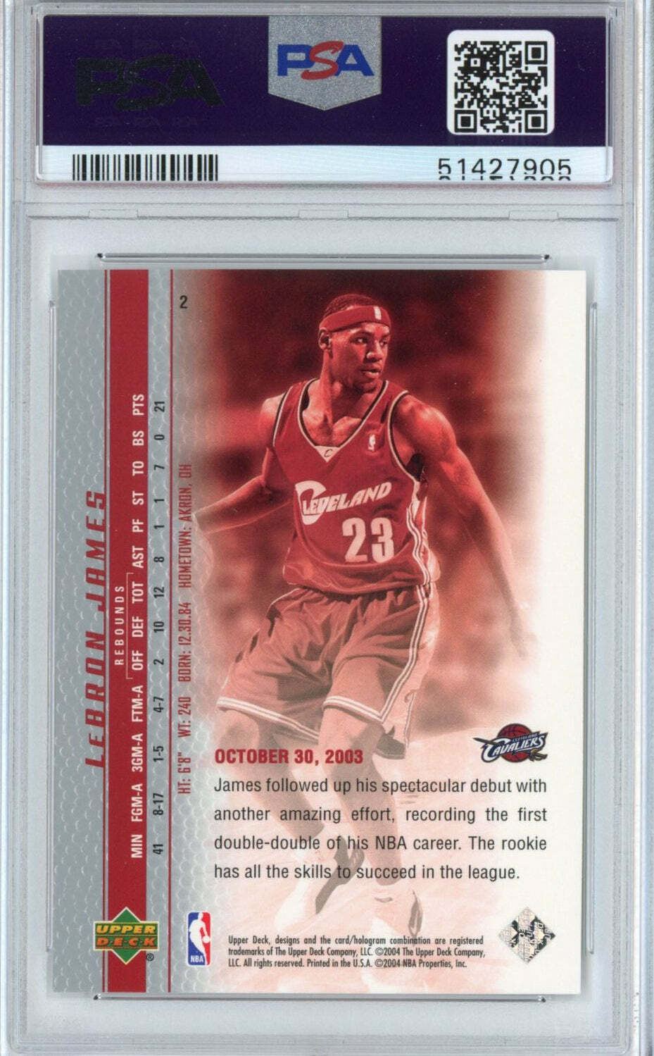 Graded 2003-04 UD LeBron James #2 Phenomenal Beginning Rookie Card PSA 10 Image 9
