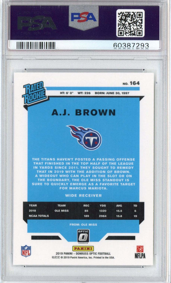 Graded 2019 Panini Donruss Optic AJ A.J. Brown #164 Rookie Football Card PSA 10 Image 11