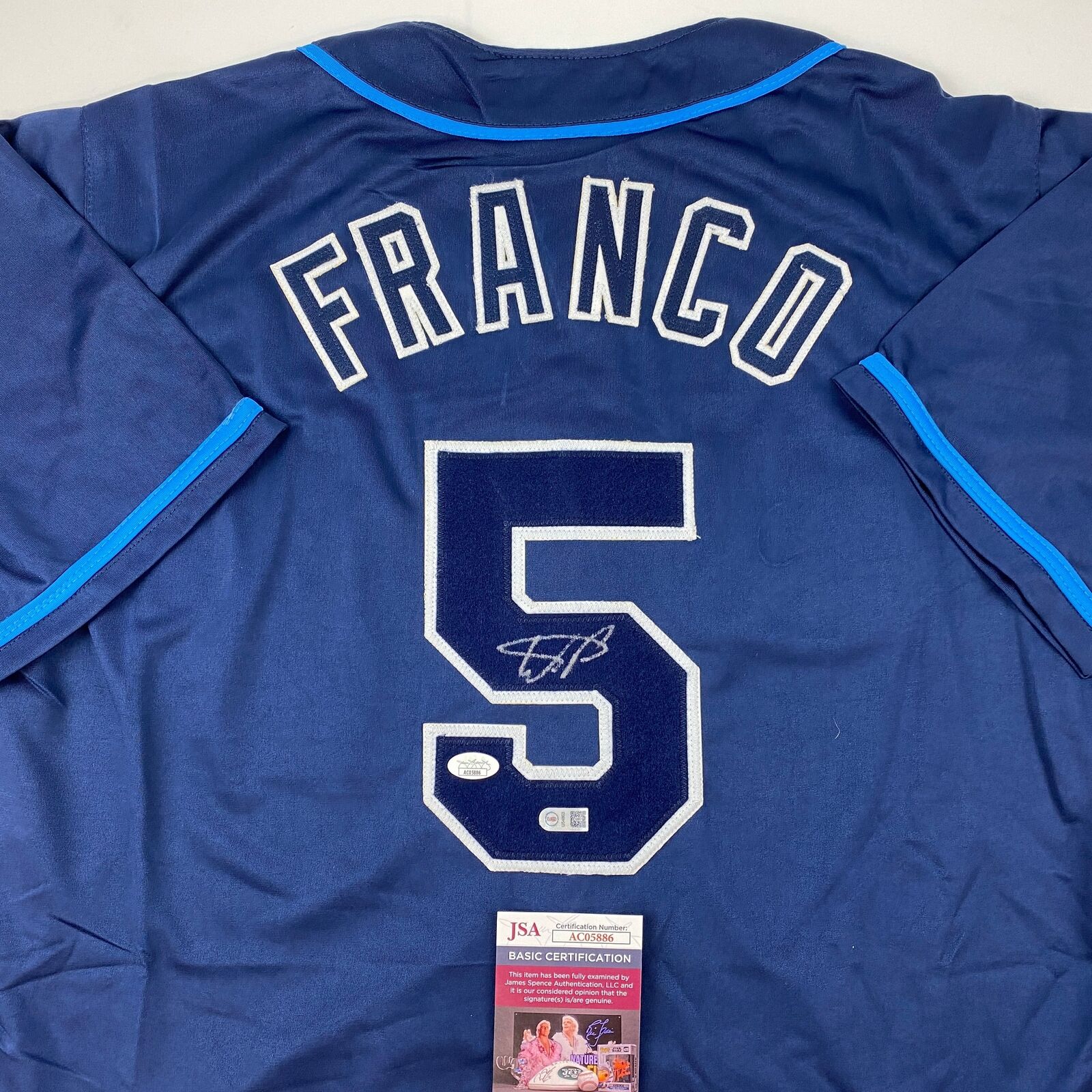 Autographed/Signed Wander Franco Tampa Bay Light Blue Baseball Jersey JSA  COA