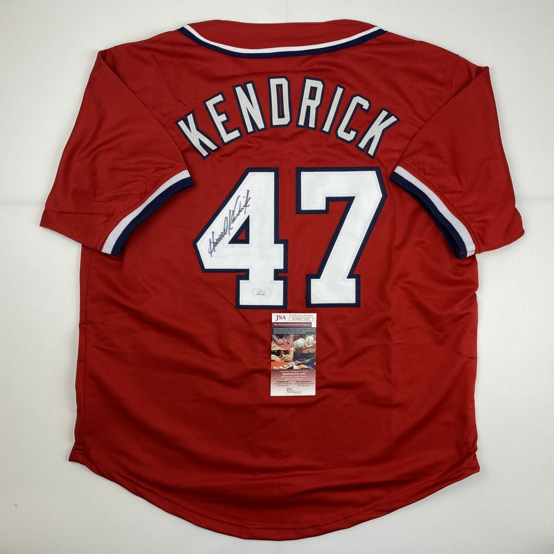 Autographed/Signed HOWIE KENDRICK Washington Red Baseball Jersey JSA COA Auto Image 1