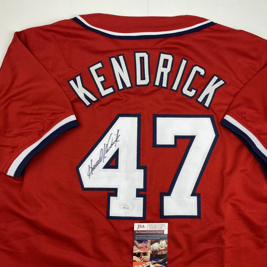 Autographed/Signed HOWIE KENDRICK Washington Red Baseball Jersey JSA COA Auto Image 2