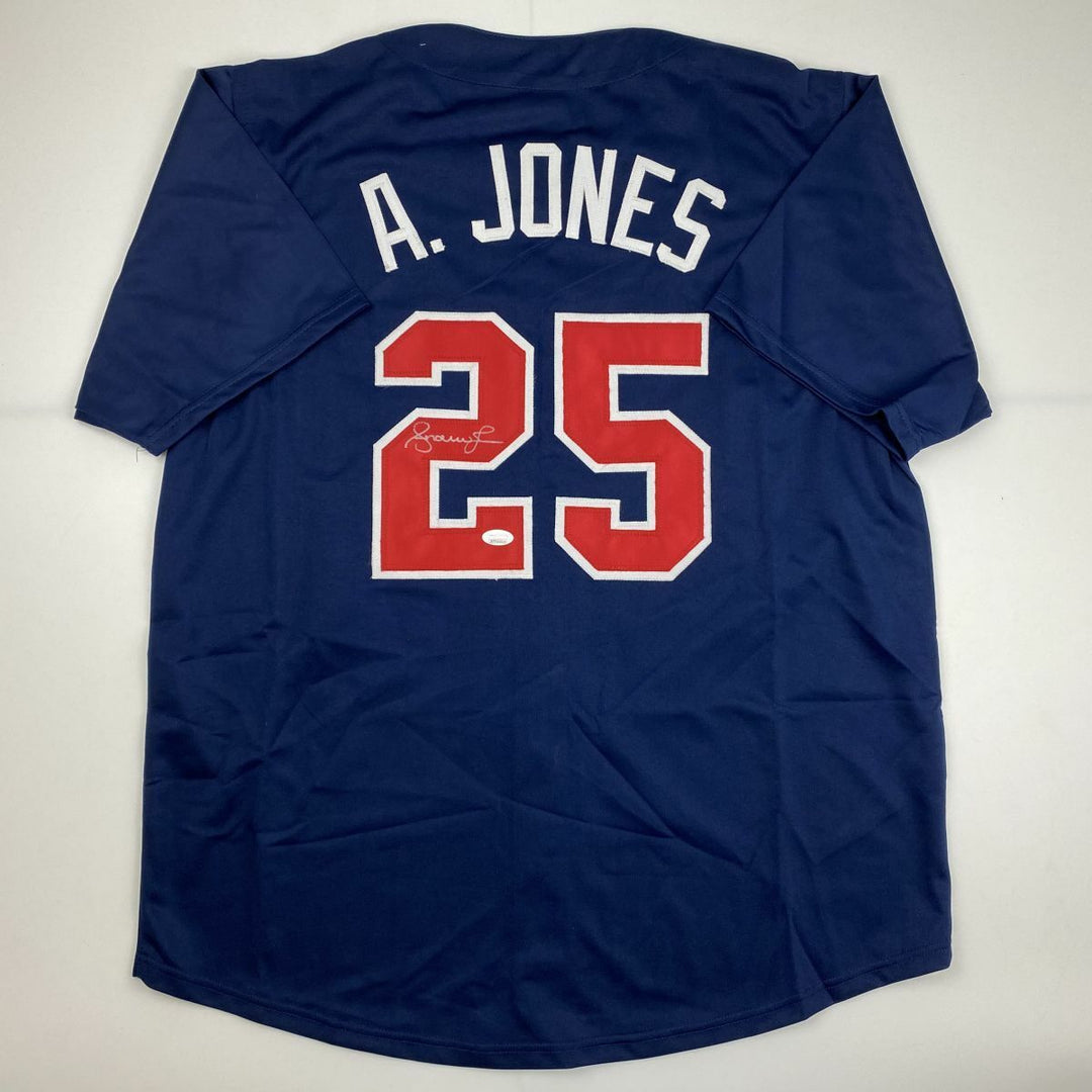 Autographed/Signed ANDRUW JONES Atlanta Blue Baseball Jersey JSA COA Auto Image 3