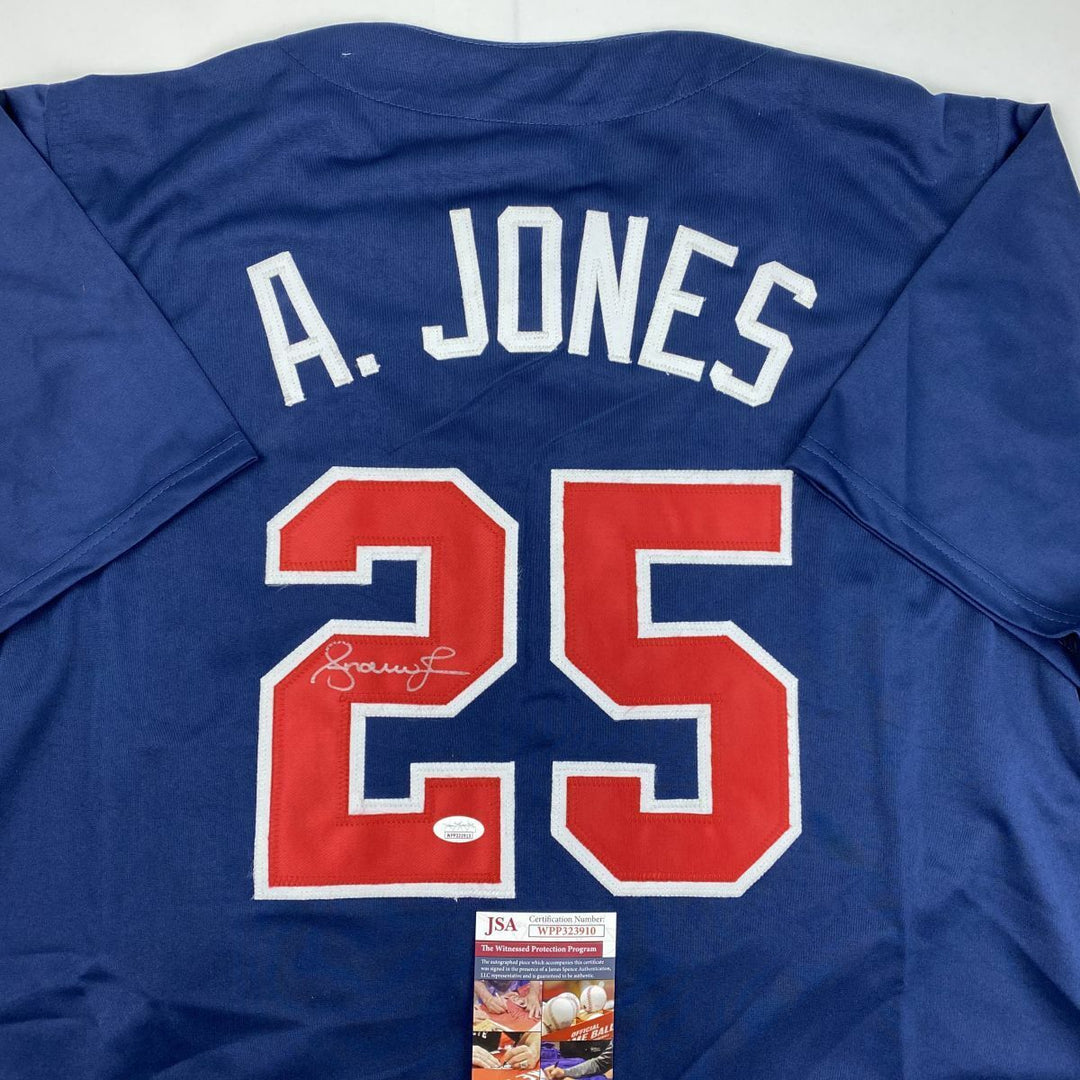 Autographed/Signed ANDRUW JONES Atlanta Blue Baseball Jersey JSA COA Auto Image 4
