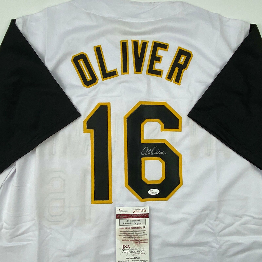 Autographed/Signed Al Oliver Pittsburgh Pirates White Baseball Jersey JSA COA Image 2