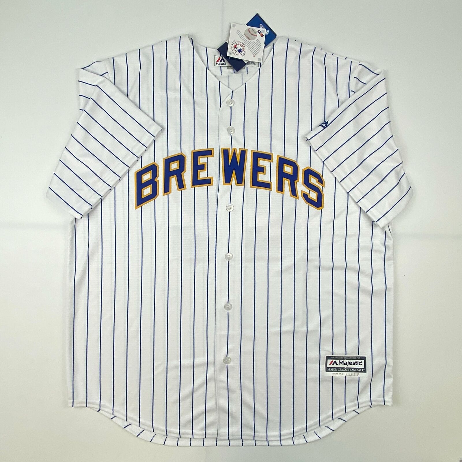 Autographed/Signed Christian Yelich Brew Crew Brewers Pinstripe Jersey JSA  COA