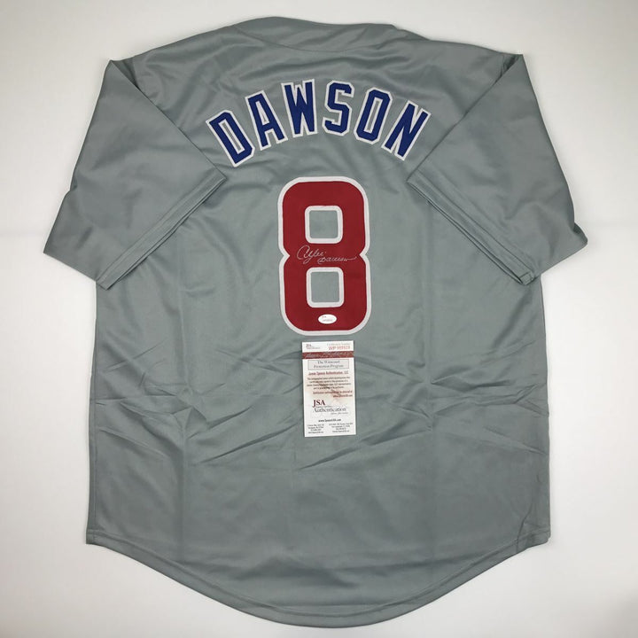 Autographed/Signed ANDRE DAWSON Chicago Grey Baseball Jersey JSA COA Auto Image 2