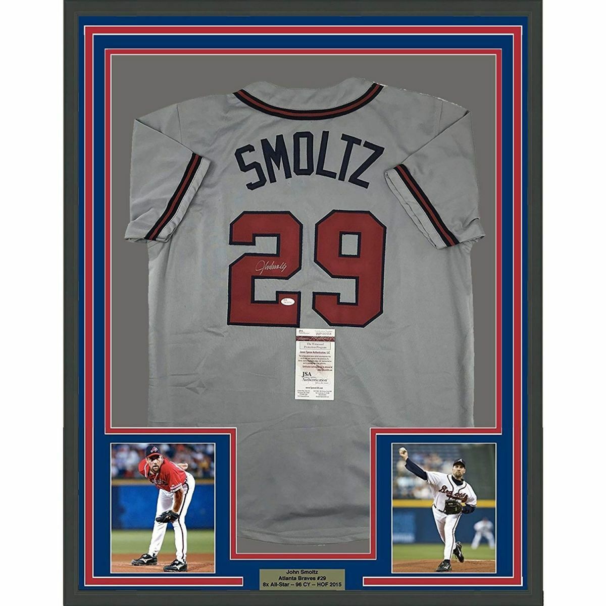 John Smoltz Braves Signed Framed Jersey