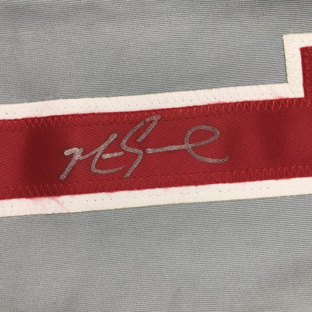 FRAMED Autographed/Signed MARK GRACE 33x42 Chicago Grey Baseball Jersey JSA COA Image 2