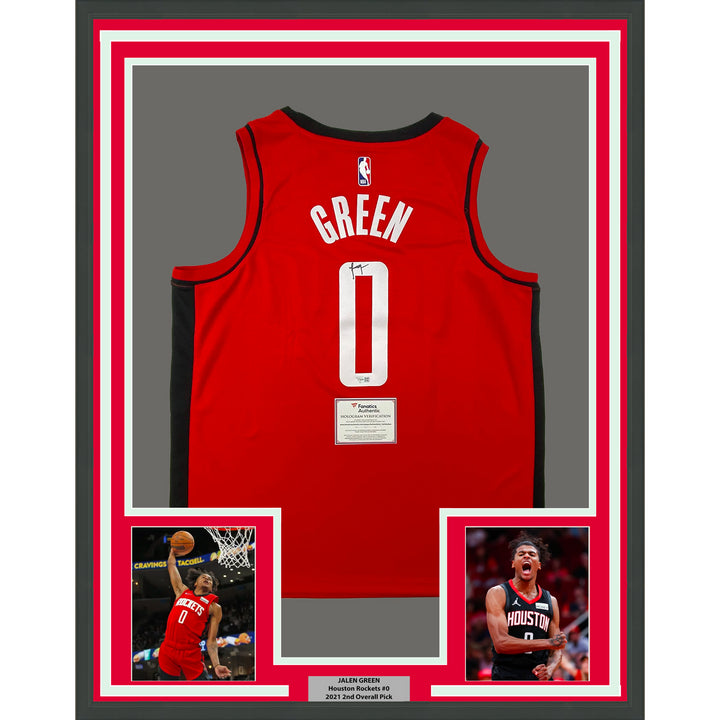 Framed Autographed Jalen Green 33x42 Rockets Red Authentic Jersey Fanatics COA Image 5