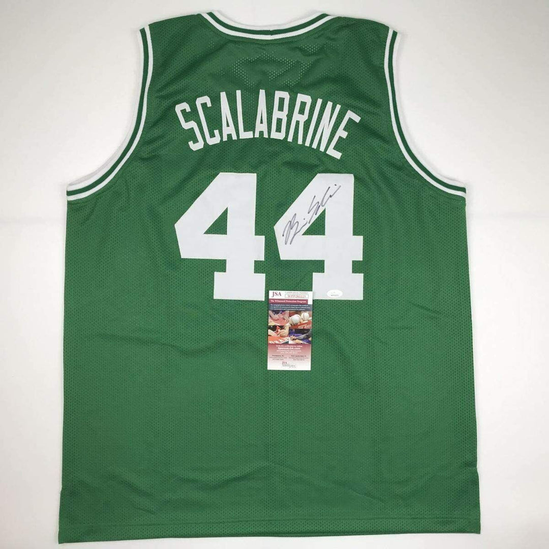 Autographed/Signed Brian Scalabrine Boston Green Basketball Jersey JSA COA Auto Image 1
