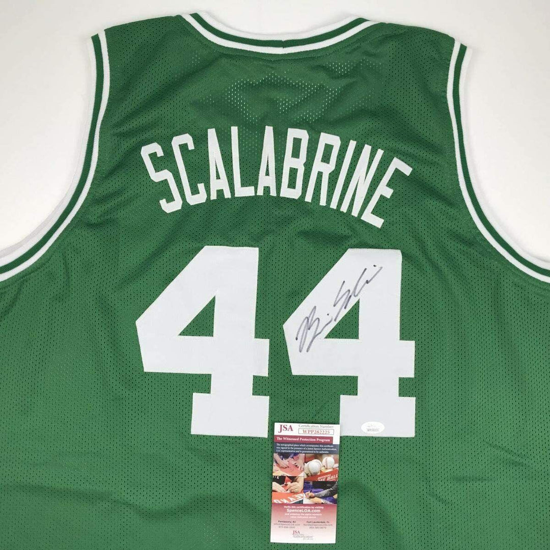 Autographed/Signed Brian Scalabrine Boston Green Basketball Jersey JSA COA Auto Image 2