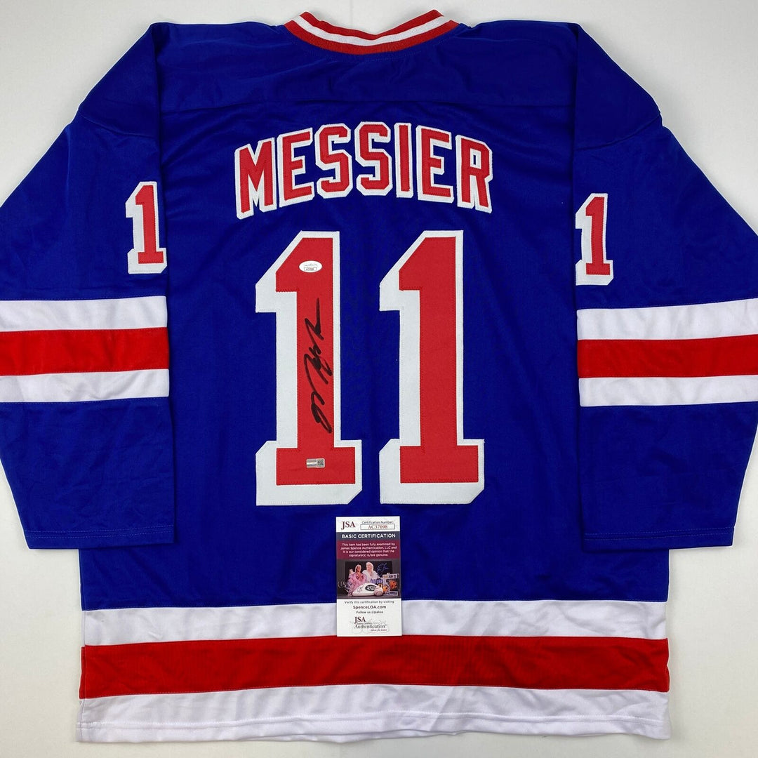 Autographed/Signed Mark Messier New York Blue Hockey Jersey JSA COA Auto Image 5