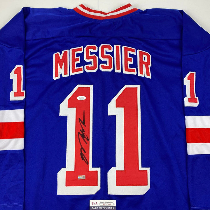Autographed/Signed Mark Messier New York Blue Hockey Jersey JSA COA Auto Image 6