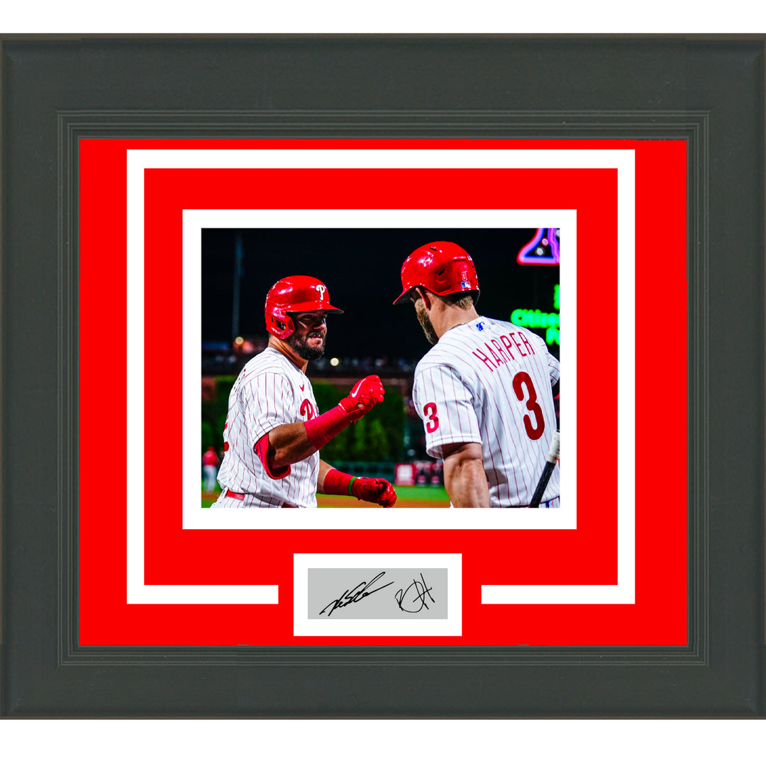 Framed Bryce Harper Kyle Schwarber Dual Facsimile Engraved Auto Phillies 15x16 Image 1