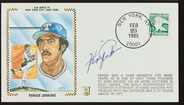 FERGIE JENKINS SIGNED 1985 BIG APPLE IV SHOW NYC RINI Z FIRST DAY COVER CACHET  Image 1