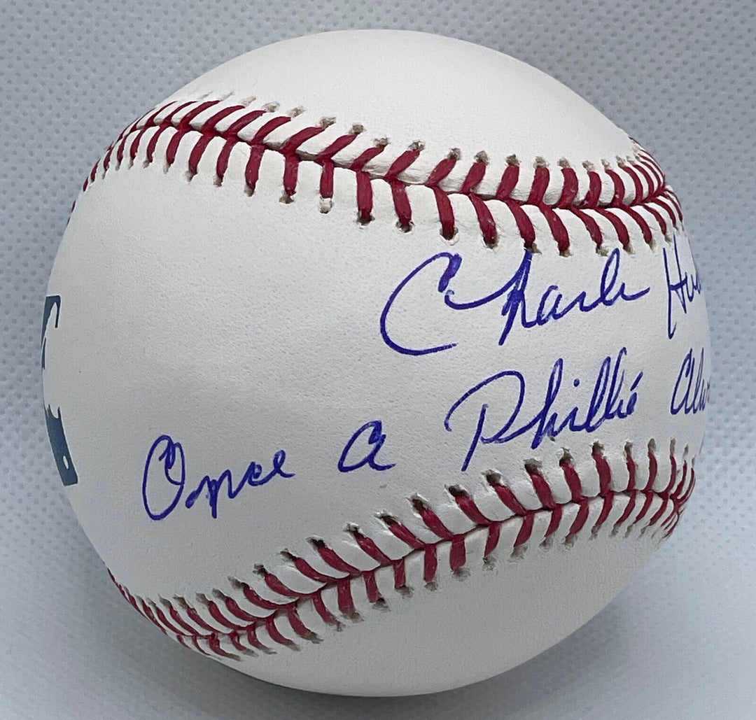 CHARLES HUDSON SIGNED INSCRIBED ONCE A PHILLIES ALWAYS A PHILLY STEINER BASEBALL Image 2