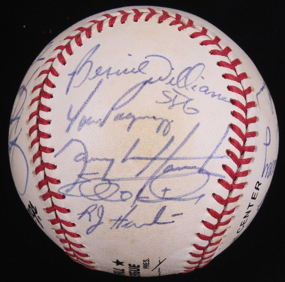 BERNIE WILLIAMS + MLB STARS SIGNED BALL w/DAVID CONE NAGY CLAYTON MYERS VALENTIN Image 1