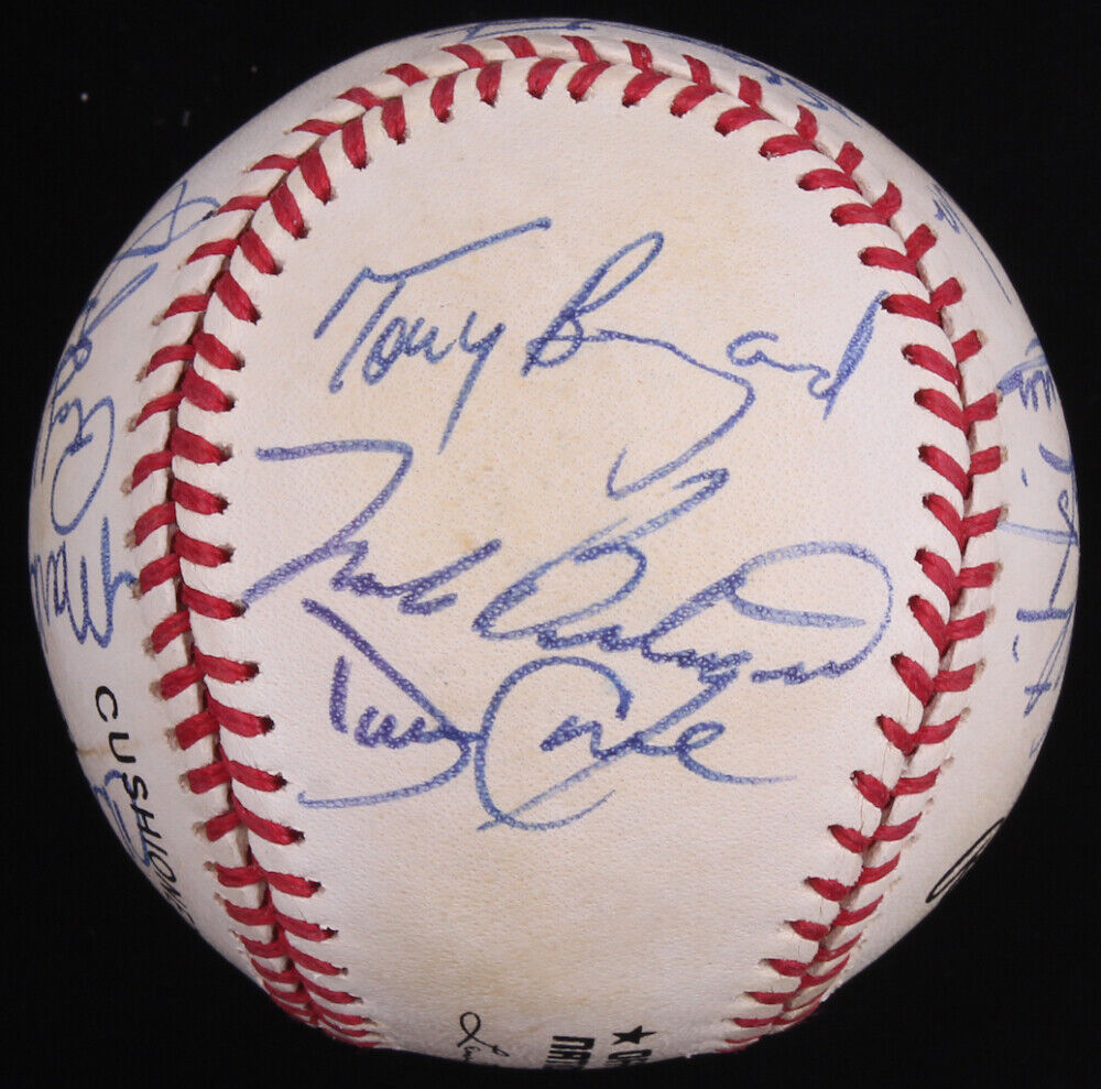 BERNIE WILLIAMS + MLB STARS SIGNED BALL w/DAVID CONE NAGY CLAYTON MYERS VALENTIN Image 4