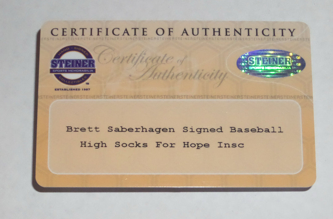 BRET SABERHAGEN SIGNED HIGH SOCKS FOR HOPE DAVID ROBERTSON FOUNDATION BALL w/COA Image 3