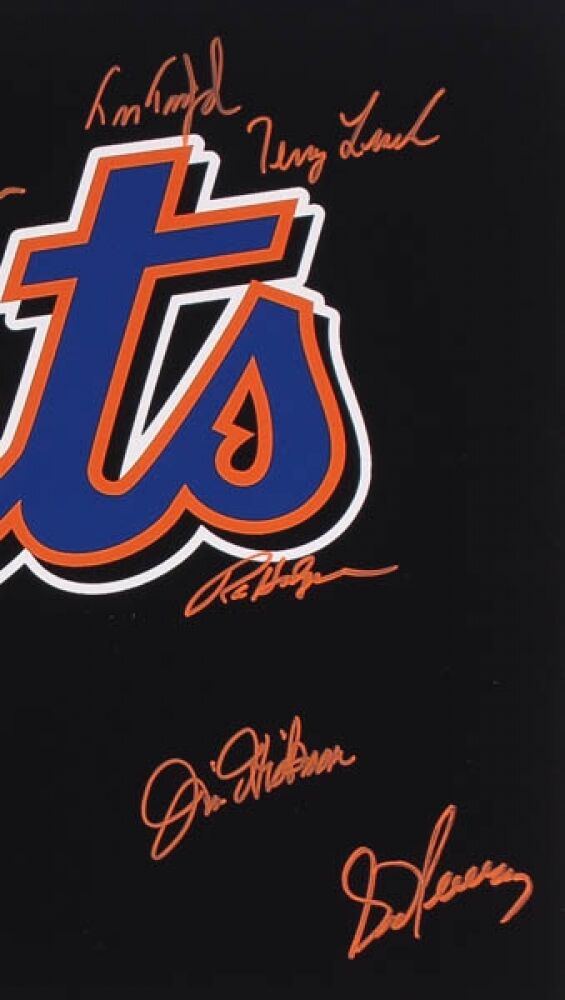 NY METS LOGO MULTI SIGNED 16x20 w/JAY HOOK HARRELSON HEAP LYONS MATLACK  LEACH +8