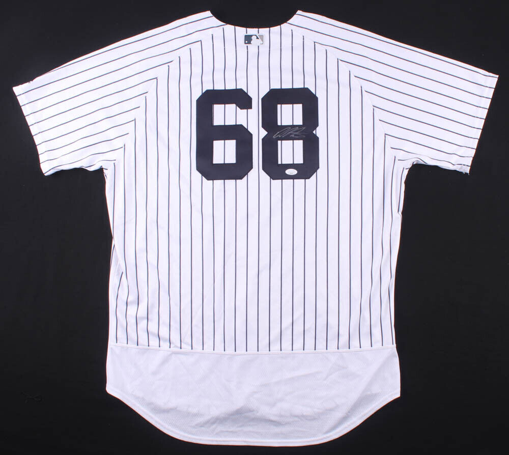 DELLIN BETANCES SIGNED NY YANKEES #68 ON-FIELD STYLE GAME JERSEY w/ JSA COA METS Image 1