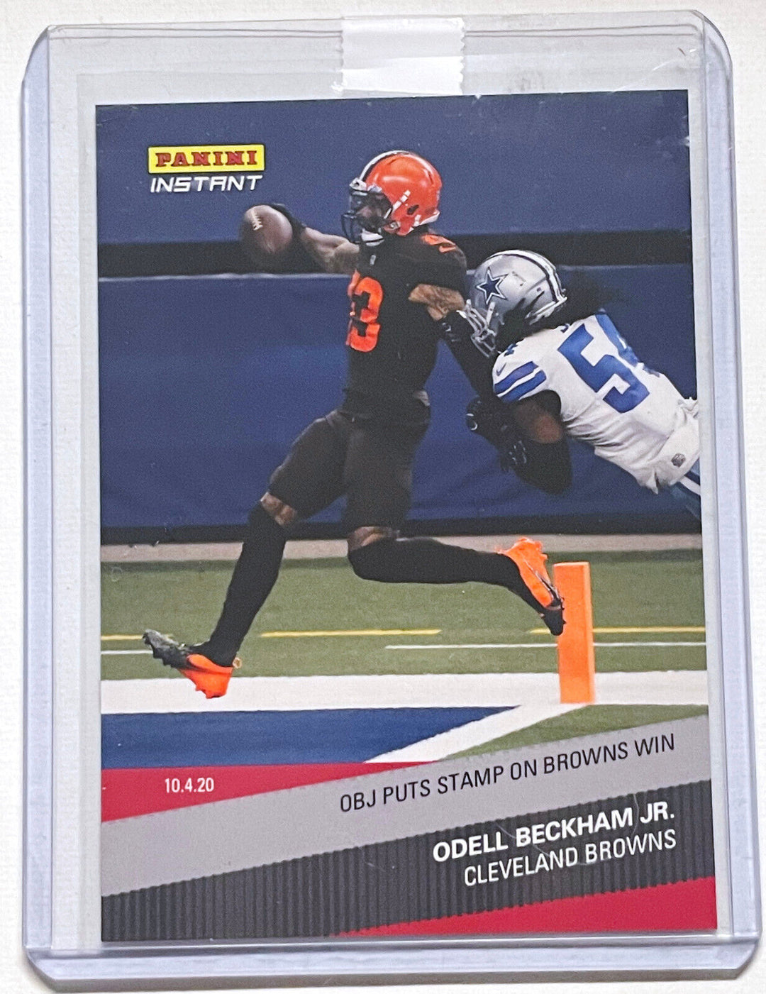 2020 ODELL BECKHAM JR. OBJ PUTS STAMP ON BROWNS WIN PANINI INSTANT NFL CARD #55 Image 1