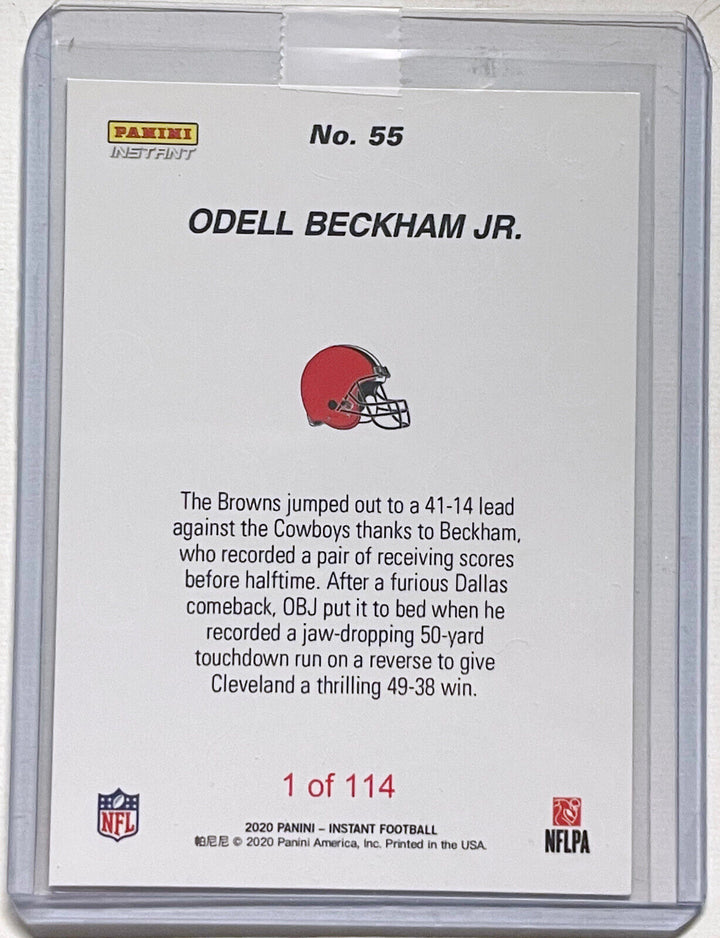 2020 ODELL BECKHAM JR. OBJ PUTS STAMP ON BROWNS WIN PANINI INSTANT NFL CARD #55 Image 2