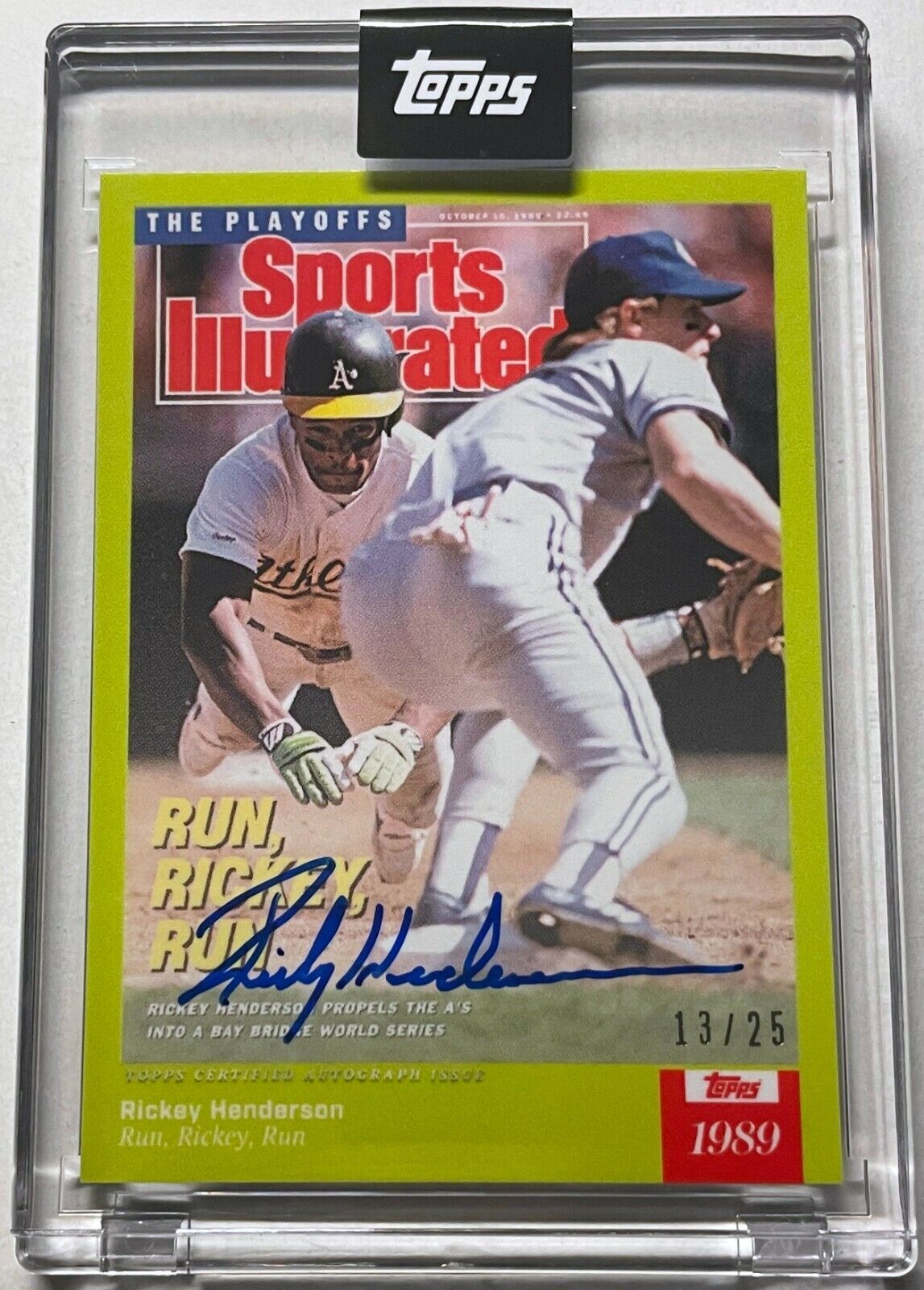 Rickey Henderson Autographed Oakland Athletics 1989 World Series Signe