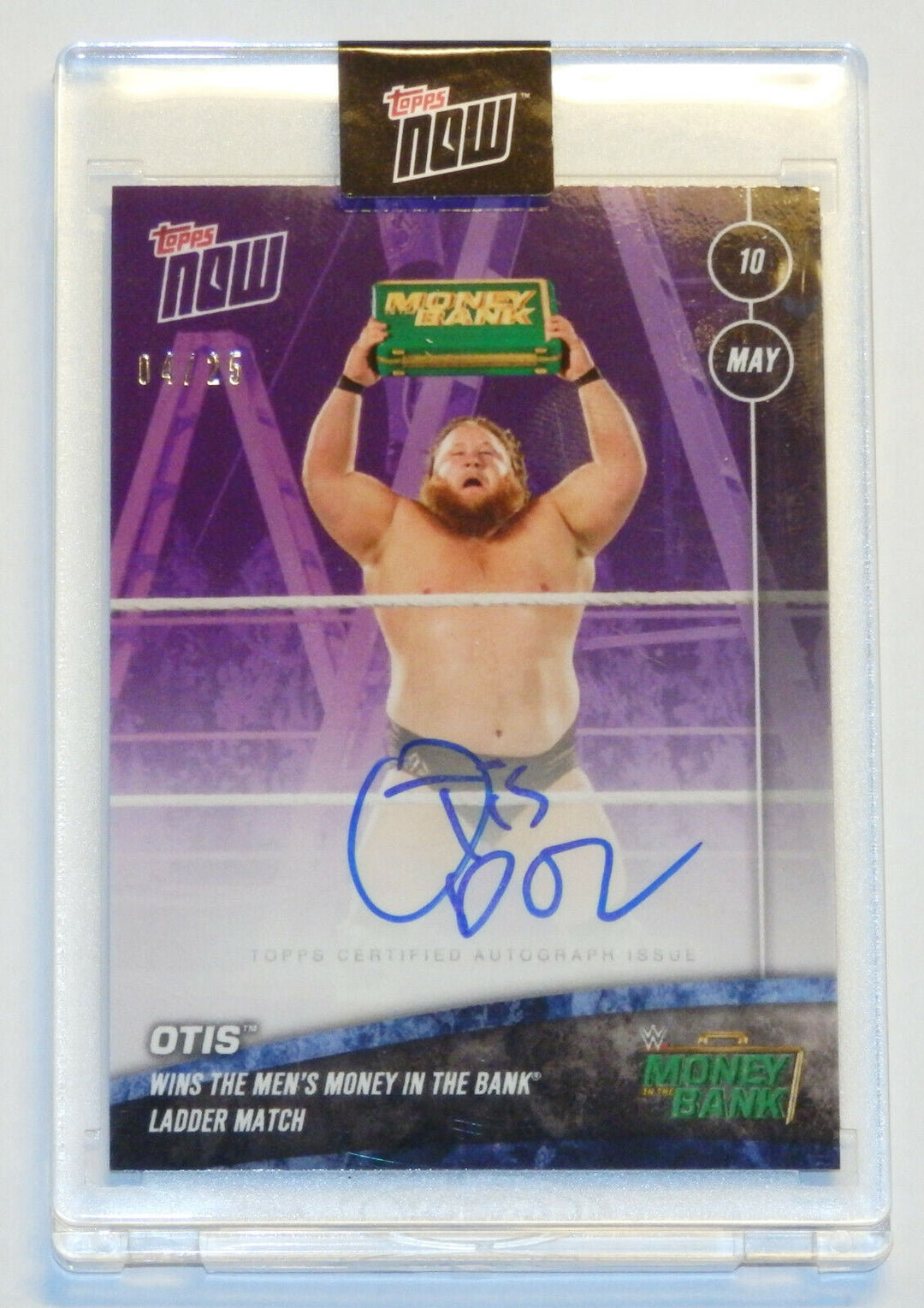 OTIS SIGNED 2020 TOPPS NOW CARD #32A WINS MONEY IN THE BANK LADDER MATCH #04/25 Image 3
