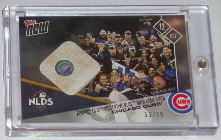 CHICAGO CUBS WIN NLDS ADVANCE TO NLCS TOPPS NOW GAME USED BASE RELIC CARD #754A Image 3