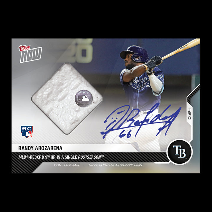 RANDY AROZARENA AUTO "RECORD 9th HR" TOPPS NOW WORLD SERIES USED BASE CARD #462A Image 2