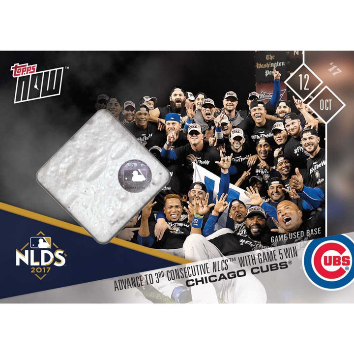 CUBS WIN NLDS ADVANCE TO NLCS TOPPS NOW GAME USED #11/99 BASE RELIC CARD #754A Image 1