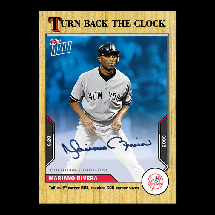 MARIANO RIVERA SIGNED 1st RBI 500 SAVES TOPPS TURN BACK THE CLOCK AUTO CARD #89A Image 1
