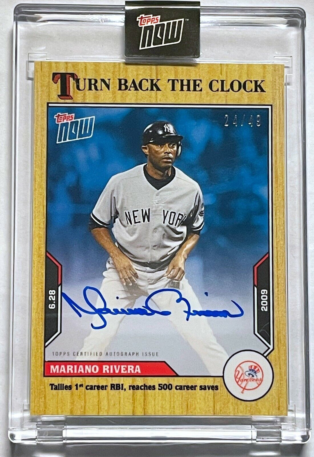 MARIANO RIVERA SIGNED 1st RBI 500 SAVES TOPPS TURN BACK THE CLOCK AUTO CARD #89A Image 3