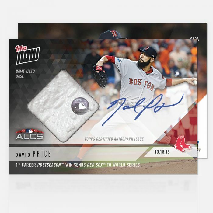 2018 DAVID PRICE SIGNED GAME USED BASE ALCS CLINCHER TOPPS NOW RED SOX CARD 959A Image 1