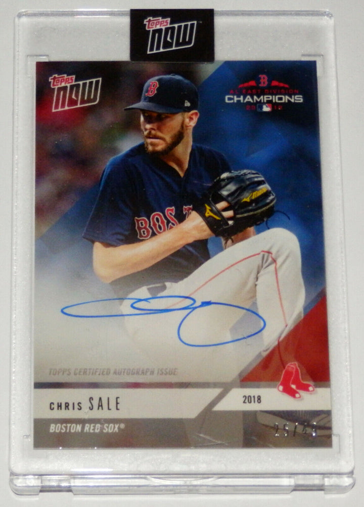 2018 CHRIS SALE SIGNED A.L. EAST CHAMPIONS BOSTON RED SOX TOPPS NOW CARD #PS-13B Image 1