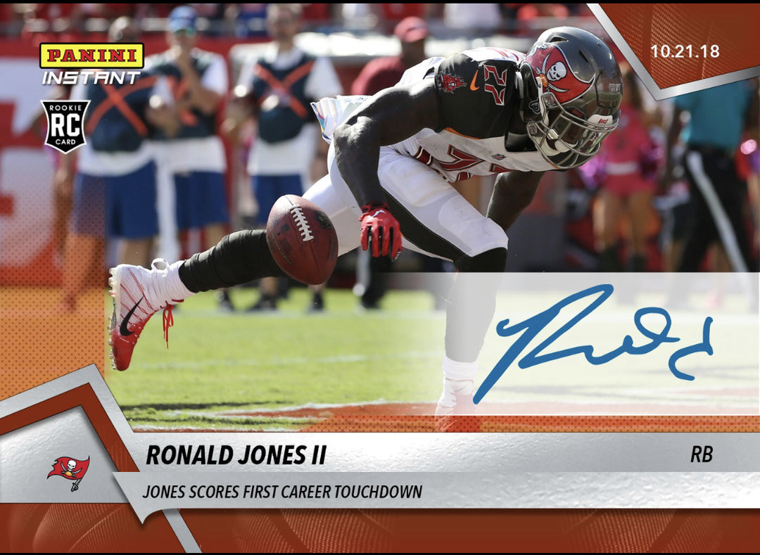 RONALD JONES II SIGNED PANINI INSTANT CARD 71 TAMPA BAY BUCCANEERS 1st TOUCHDOWN Image 1