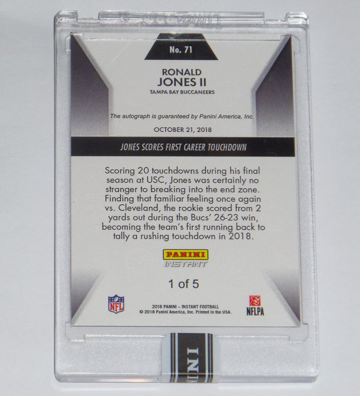 RONALD JONES II SIGNED PANINI INSTANT CARD 71 TAMPA BAY BUCCANEERS 1st TOUCHDOWN Image 4