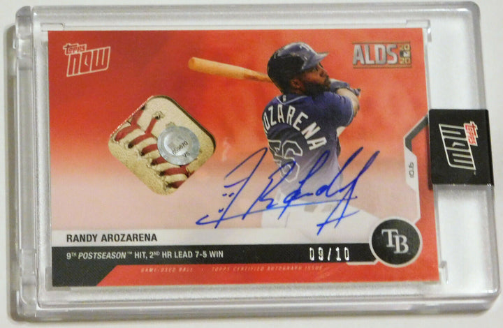 2020 RANDY AROZARENA SIGNED TOPPS NOW ALDS GAME USED BALL AUTO RELIC CARD #374B Image 6