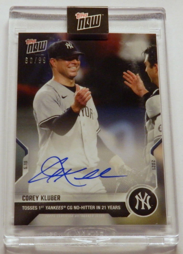 COREY KLUBER AUTOGRAPHED FIRST YANKEES NO HITTER IN 21 YEARS TOPPS NOW CARD 235A Image 3