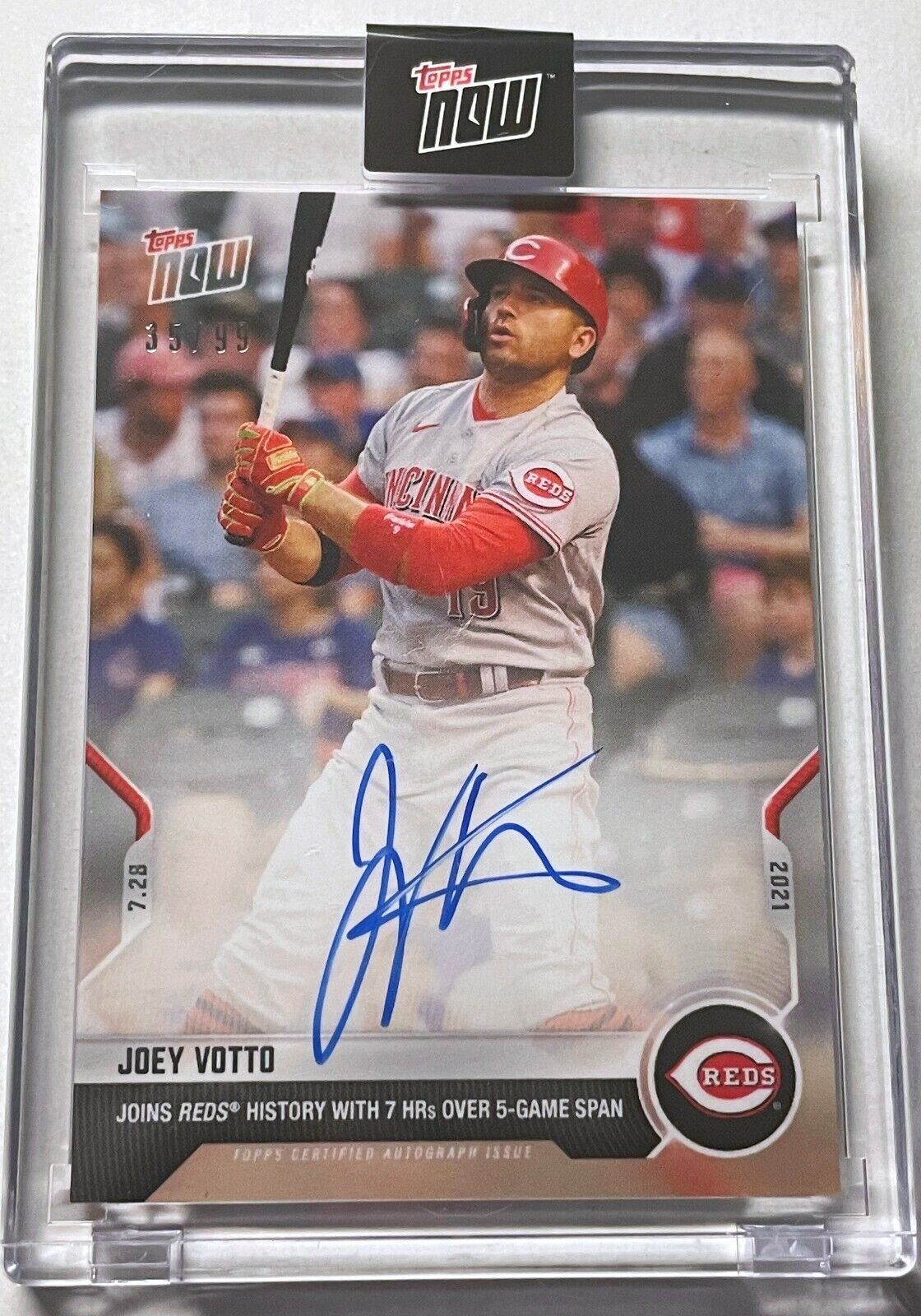 JOEY VOTTO SIGNED JOINS REDS HISTORY w/7 HR IN 5 GAMES TOPPS NOW