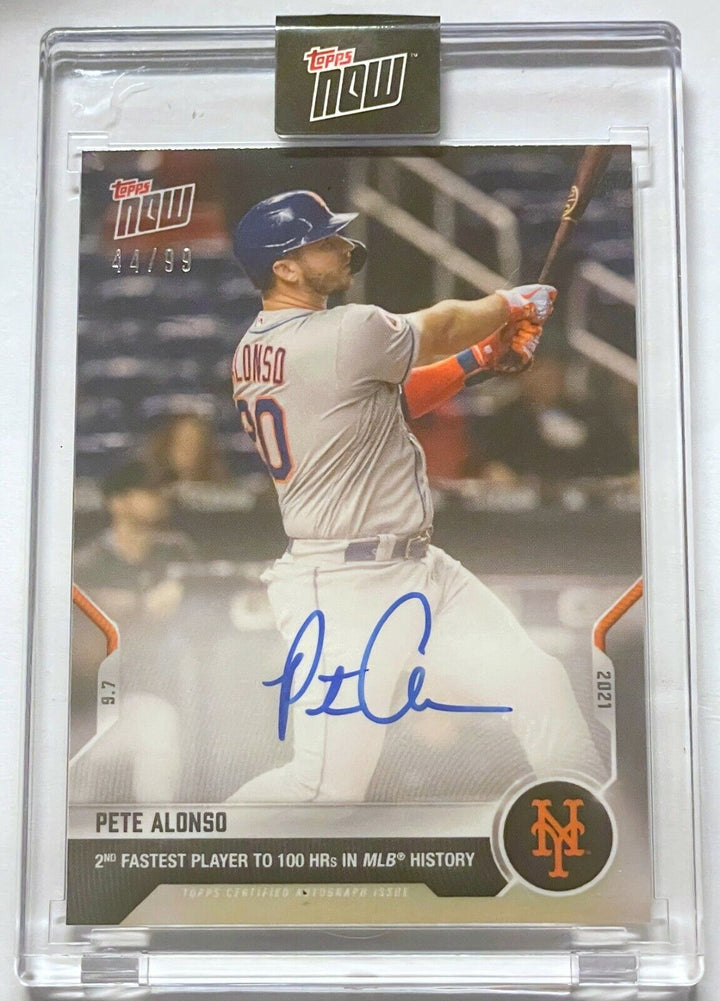 2021 PETE ALONSO SIGNED 2nd FASTEST TO 100 HOME-RUNS TOPPS NOW AUTO CARD #772A Image 3