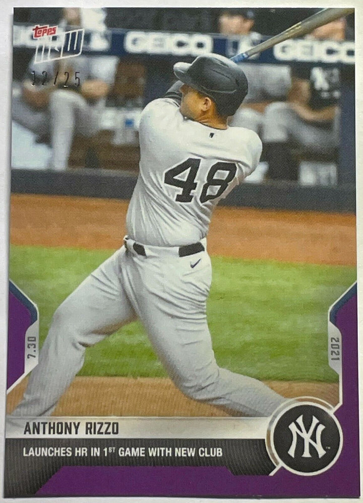 ANTHONY RIZZO LAUNCHES FIRST HR AS A YANKEE TOPPS NOW PURPLE PARALLEL CARD #584 Image 1